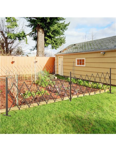 Outsunny Expanding Trellis Fence Freestanding Movable Fence Foldable Garden Screen Panel Aluminium, 405cm x 103.5cm, Dark Brown  - pic 97059 | FastDaddyshop