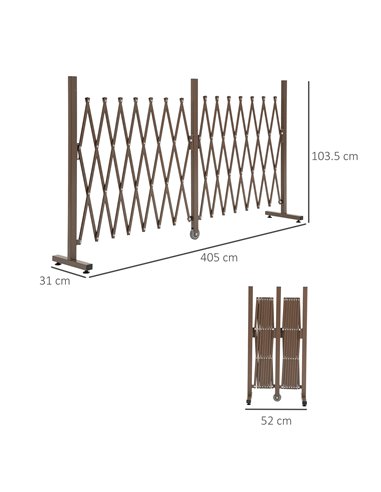 Outsunny Expanding Trellis Fence Freestanding Movable Fence Foldable Garden Screen Panel Aluminium, 405cm x 103.5cm, Dark Brown 