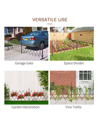 Outsunny Expanding Trellis Fence Freestanding Movable Fence Foldable Garden Screen Panel Aluminium, 405cm x 103.5cm, Dark Brown 