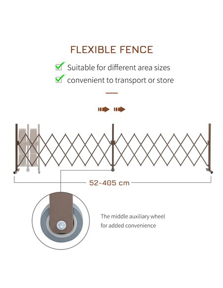 Outsunny Expanding Trellis Fence Freestanding Movable Fence Foldable Garden Screen Panel Aluminium, 405cm x 103.5cm, Dark Brown  - pic 97062 | FastDaddyshop