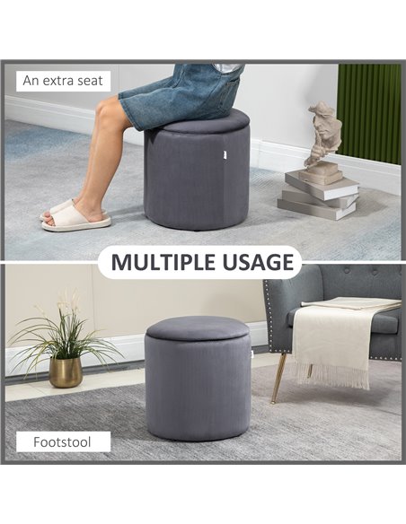 HOMCOM Modern Storage Ottoman with Removable Lid, Fabric Storage Stool, Foot Stool, Dressing Table Stool, Set of 2, Grey - pic 9708 | FastDaddyshop