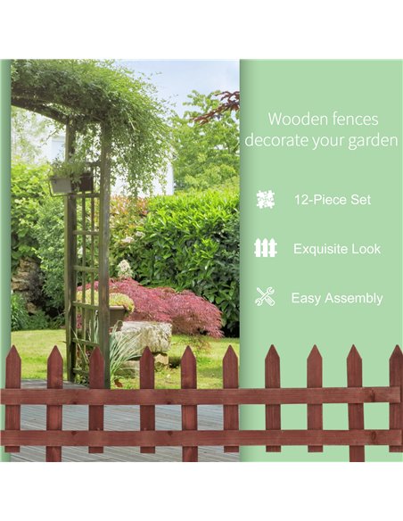 Outsunny Set of 12 Wooden 60cm Garden Fence Pieces 844-463 - pic 97081 | FastDaddyshop
