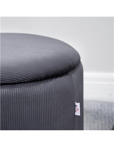 HOMCOM Modern Storage Ottoman with Removable Lid, Fabric Storage Stool, Foot Stool, Dressing Table Stool, Set of 2, Grey