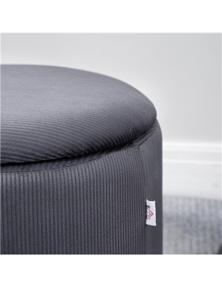 HOMCOM Modern Storage Ottoman with Removable Lid, Fabric Storage Stool, Foot Stool, Dressing Table Stool, Set of 2, Grey - pic 9709 | FastDaddyshop