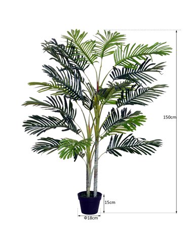 Outsunny 150cm(5ft) Artificial Palm Tree Decorative Indoor Faux Green Plant w/Leaves Home Décor Tropical Potted Home Office 844-