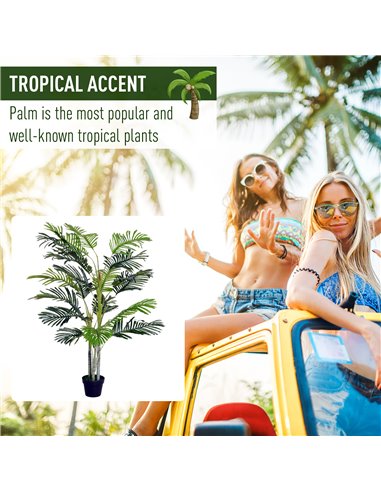 Outsunny 150cm(5ft) Artificial Palm Tree Decorative Indoor Faux Green Plant w/Leaves Home Décor Tropical Potted Home Office 844-