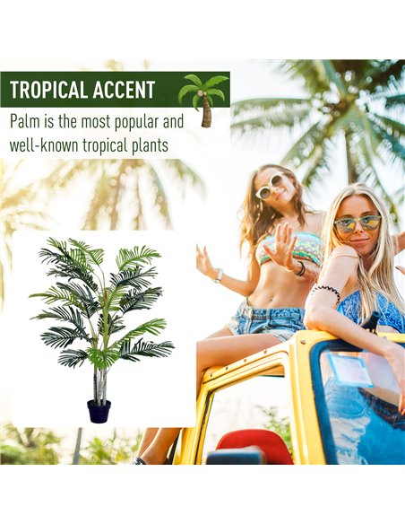Outsunny 150cm(5ft) Artificial Palm Tree Decorative Indoor Faux Green Plant w/Leaves Home Décor Tropical Potted Home Office 844- - pic 97106 | FastDaddyshop