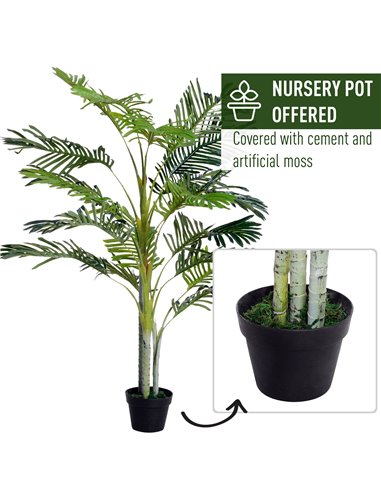 Outsunny 150cm(5ft) Artificial Palm Tree Decorative Indoor Faux Green Plant w/Leaves Home Décor Tropical Potted Home Office 844-