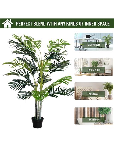 Outsunny 150cm(5ft) Artificial Palm Tree Decorative Indoor Faux Green Plant w/Leaves Home Décor Tropical Potted Home Office 844-