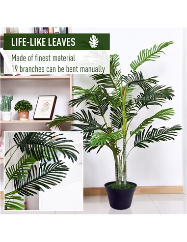 Outsunny 150cm(5ft) Artificial Palm Tree Decorative Indoor Faux Green Plant w/Leaves Home Décor Tropical Potted Home Office 844-