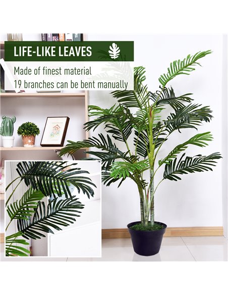 Outsunny 150cm(5ft) Artificial Palm Tree Decorative Indoor Faux Green Plant w/Leaves Home Décor Tropical Potted Home Office 844- - pic 97109 | FastDaddyshop