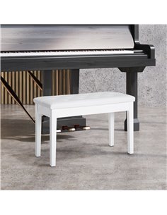 Homcom PU Leather Upholstered Piano Stool, Dressing Table Seat with Storage, White 2