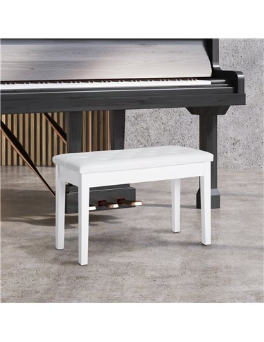 HOMCOM PU Leather Upholstered Piano Stool Makeup Stool Bench Dressing Table Seat with Storage 76x36x50cm, White