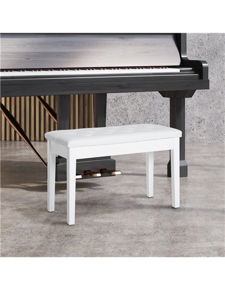 HOMCOM PU Leather Upholstered Piano Stool Makeup Stool Bench Dressing Table Seat with Storage 76x36x50cm, White - pic 9711 | FastDaddyshop