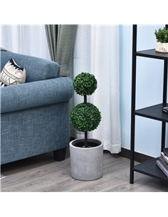 Outsunny Set of 2 Artificial Boxwood Ball Topiary Trees Potted Decorative Plant Outdoor and Indoor Décor (67cm) 844-264V01 2