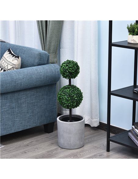 Outsunny Set of 2 Artificial Boxwood Ball Topiary Trees Potted Decorative Plant Outdoor and Indoor Décor (67cm) 844-264V01 - pic 97112 | FastDaddyshop
