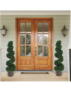 Outsunny Set of 2 Artificial Boxwood Spiral Topiary Trees Potted Decorative Plant Outdoor and Indoor Décor 120cm 844-265V01 2