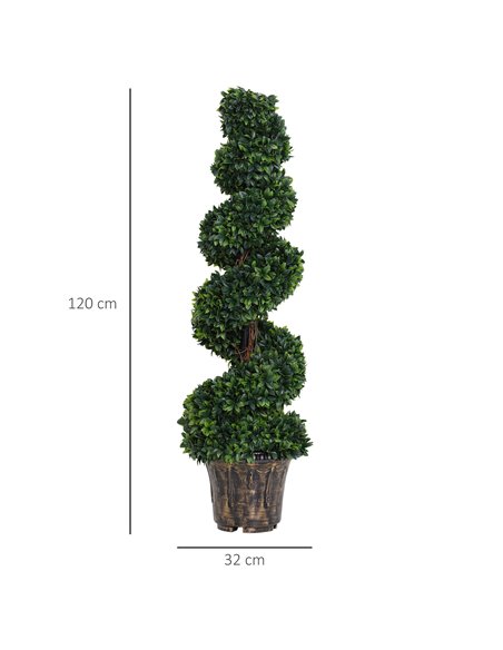 Outsunny Set of 2 Artificial Boxwood Spiral Topiary Trees Potted Decorative Plant Outdoor and Indoor Décor 120cm 844-265V01 - pic 97123 | FastDaddyshop