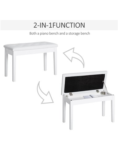 HOMCOM PU Leather Upholstered Piano Stool Makeup Stool Bench Dressing Table Seat with Storage 76x36x50cm, White