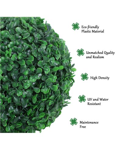 Outsunny Set of 2 Artificial Boxwood Ball Topiary Trees Potted Decorative Plant Outdoor and Indoor Décor (112cm) 844-262V01