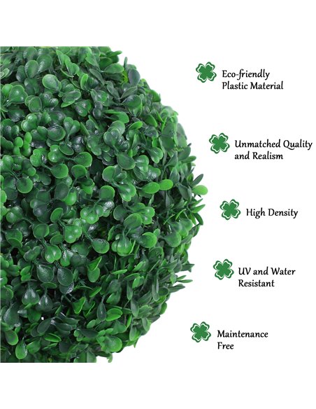 Outsunny Set of 2 Artificial Boxwood Ball Topiary Trees Potted Decorative Plant Outdoor and Indoor Décor (112cm) 844-262V01 - pic 97135 | FastDaddyshop