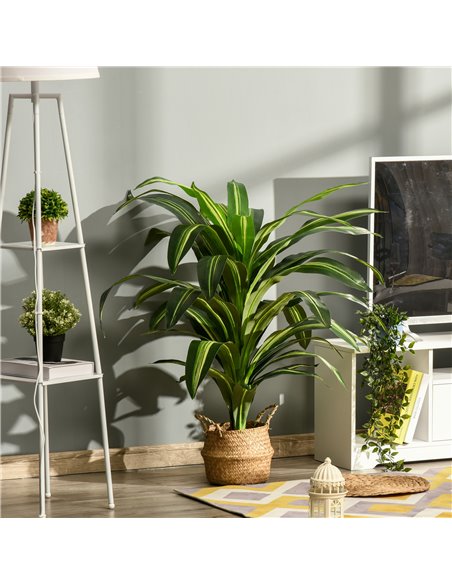 Outsunny 110cm/3.6FT Artificial Dracaena Tree Decorative Plant 40 Leaves with Nursery Pot, Fake Tropical Tree for Indoor Outdoor - pic 97139 | FastDaddyshop