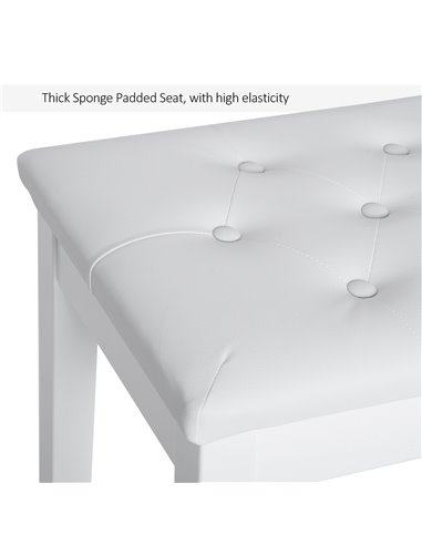 HOMCOM PU Leather Upholstered Piano Stool Makeup Stool Bench Dressing Table Seat with Storage 76x36x50cm, White