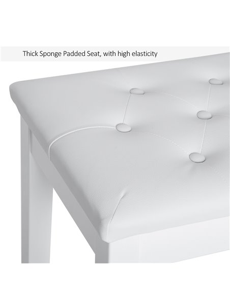 HOMCOM PU Leather Upholstered Piano Stool Makeup Stool Bench Dressing Table Seat with Storage 76x36x50cm, White - pic 9714 | FastDaddyshop