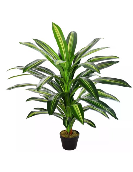 Outsunny 110cm/3.6FT Artificial Dracaena Tree Decorative Plant 40 Leaves with Nursery Pot, Fake Tropical Tree for Indoor Outdoor - pic 97140 | FastDaddyshop