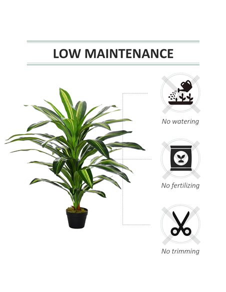 Outsunny 110cm/3.6FT Artificial Dracaena Tree Decorative Plant 40 Leaves with Nursery Pot, Fake Tropical Tree for Indoor Outdoor - pic 97143 | FastDaddyshop