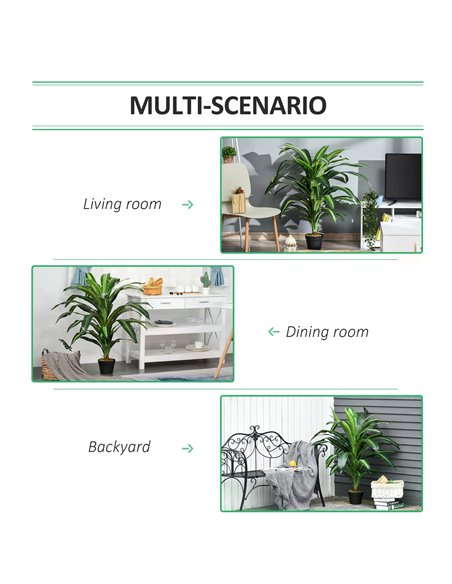 Outsunny 110cm/3.6FT Artificial Dracaena Tree Decorative Plant 40 Leaves with Nursery Pot, Fake Tropical Tree for Indoor Outdoor - pic 97144 | FastDaddyshop