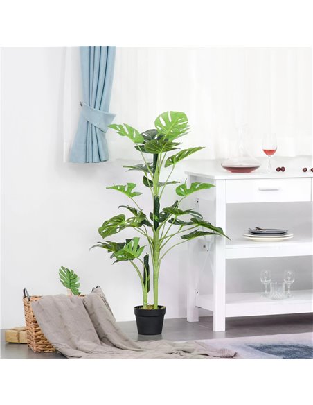 Outsunny Artificial Monstera Delight: Lifelike Cheese Plant w/ 21 Lush Leaves, Nursery Pot for Indoor/Outdoor Tropical Flair, Ve - pic 97148 | FastDaddyshop