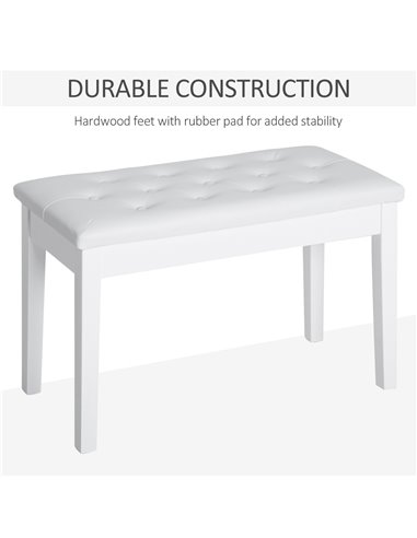 HOMCOM PU Leather Upholstered Piano Stool Makeup Stool Bench Dressing Table Seat with Storage 76x36x50cm, White