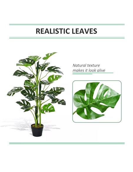 Outsunny Artificial Monstera Delight: Lifelike Cheese Plant w/ 21 Lush Leaves, Nursery Pot for Indoor/Outdoor Tropical Flair, Ve - pic 97151 | FastDaddyshop