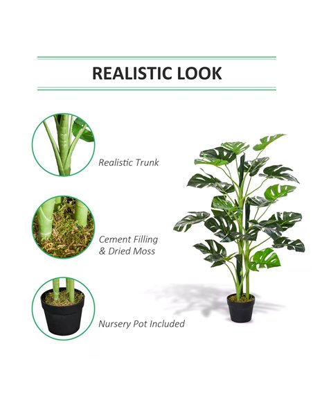 Outsunny Artificial Monstera Delight: Lifelike Cheese Plant w/ 21 Lush Leaves, Nursery Pot for Indoor/Outdoor Tropical Flair, Ve - pic 97152 | FastDaddyshop