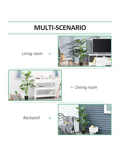 Outsunny Artificial Monstera Delight: Lifelike Cheese Plant w/ 21 Lush Leaves, Nursery Pot for Indoor/Outdoor Tropical Flair, Ve