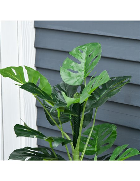 Outsunny Artificial Monstera Delight: Lifelike Cheese Plant w/ 21 Lush Leaves, Nursery Pot for Indoor/Outdoor Tropical Flair, Ve - pic 97154 | FastDaddyshop