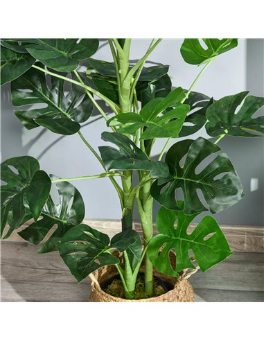 Outsunny Artificial Monstera Delight: Lifelike Cheese Plant w/ 21 Lush Leaves, Nursery Pot for Indoor/Outdoor Tropical Flair, Ve