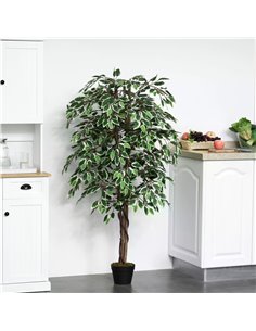 Outsunny 160cm/5.2FT Artificial Ficus Silk Tree with Nursery Pot, Decorative Fake Plant, for Indoor Outdoor Décor 844-335 2