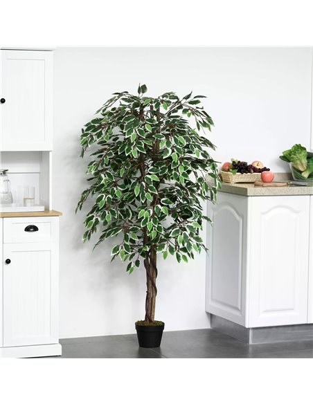 Outsunny 160cm/5.2FT Artificial Ficus Silk Tree with Nursery Pot, Decorative Fake Plant, for Indoor Outdoor Décor 844-335 - pic 97157 | FastDaddyshop