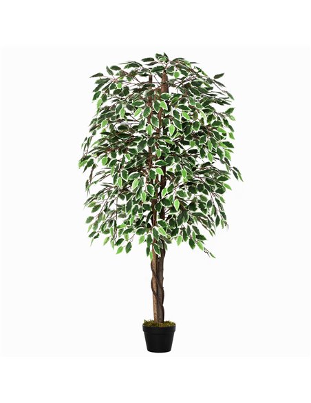 Outsunny 160cm/5.2FT Artificial Ficus Silk Tree with Nursery Pot, Decorative Fake Plant, for Indoor Outdoor Décor 844-335 - pic 97158 | FastDaddyshop