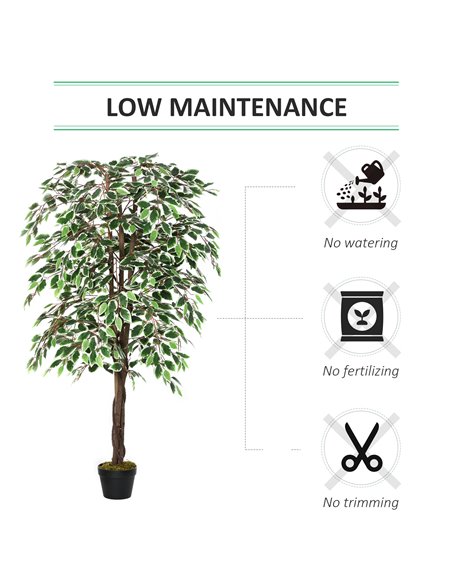 Outsunny 160cm/5.2FT Artificial Ficus Silk Tree with Nursery Pot, Decorative Fake Plant, for Indoor Outdoor Décor 844-335 - pic 97161 | FastDaddyshop