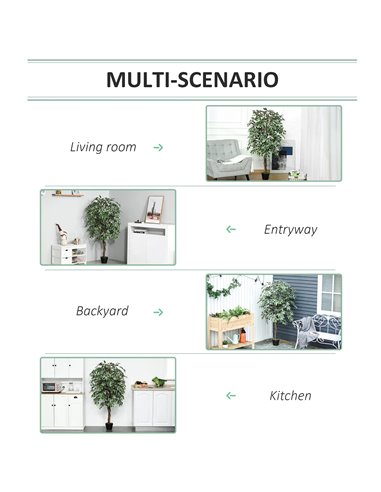 Outsunny 160cm/5.2FT Artificial Ficus Silk Tree with Nursery Pot, Decorative Fake Plant, for Indoor Outdoor Décor 844-335