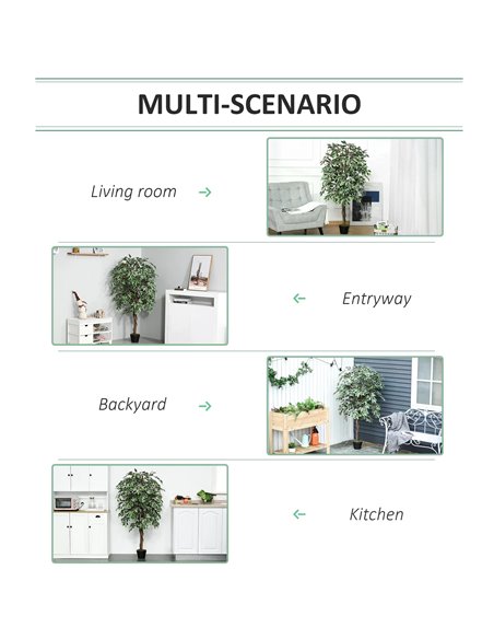 Outsunny 160cm/5.2FT Artificial Ficus Silk Tree with Nursery Pot, Decorative Fake Plant, for Indoor Outdoor Décor 844-335 - pic 97162 | FastDaddyshop