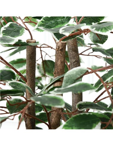 Outsunny 160cm/5.2FT Artificial Ficus Silk Tree with Nursery Pot, Decorative Fake Plant, for Indoor Outdoor Décor 844-335