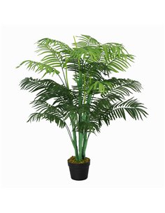 Outsunny Artificial Palm Tree, 125cm/4FT, Decorative Fake Plant with 18 Leaves, Nursery Pot, Plastic for Indoor Outdoor, Green 8