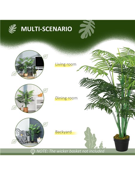 Outsunny Artificial Palm Tree, 125cm/4FT, Decorative Fake Plant with 18 Leaves, Nursery Pot, Plastic for Indoor Outdoor, Green 8 - pic 97169 | FastDaddyshop