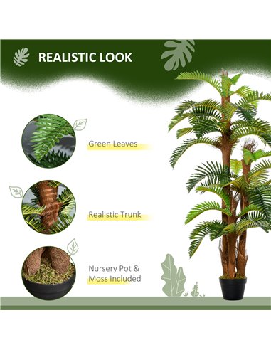 Outsunny 5FT Artificial Fern Tree with 36 Leaves, Decorative Fake Plant for Indoor Outdoor Décor, Nursery Pot 844-354
