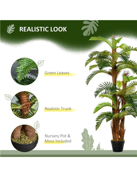 Outsunny 5FT Artificial Fern Tree with 36 Leaves, Decorative Fake Plant for Indoor Outdoor Décor, Nursery Pot 844-354 - pic 97179 | FastDaddyshop