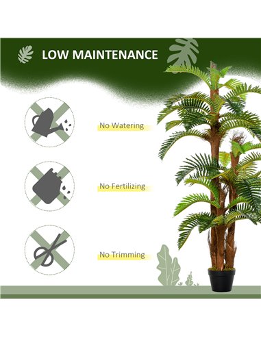Outsunny 5FT Artificial Fern Tree with 36 Leaves, Decorative Fake Plant for Indoor Outdoor Décor, Nursery Pot 844-354